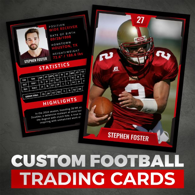 Red Football Trading Card Football Player Photo (Creator Uploaded)
