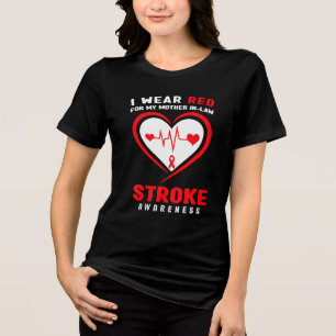 Red For My Mother In-Law Stroke Tri-Blend Shirt