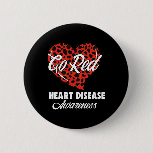 Red For Womens Heart Disease Awareness Month Leopa 6 Cm Round Badge