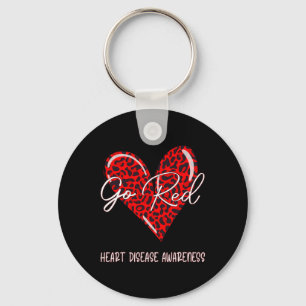 Red For Womens Heart Disease Awareness Month Leopa Key Ring