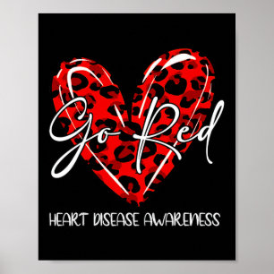 Red For Womens Heart Disease Awareness Month Leopa Poster