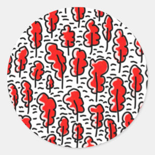 Red Forest Classic Round Sticker