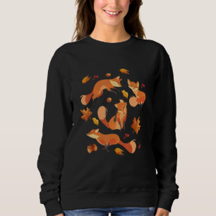 Red Forest Fox Baby Animal Autumn Fall Leaves Sweatshirt