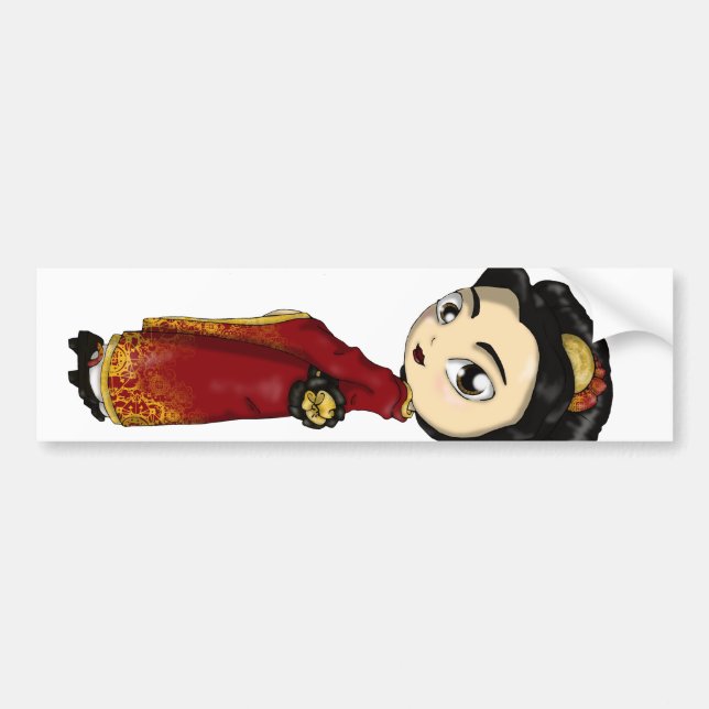 Red Fortune Geisha Bumper Sticker (Front)
