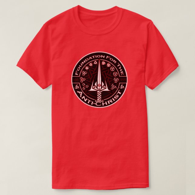 Red Foundation For The AntiChrist Symbol T-Shirt (Design Front)