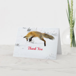 Red Fox 3 Christmas Thank You Card