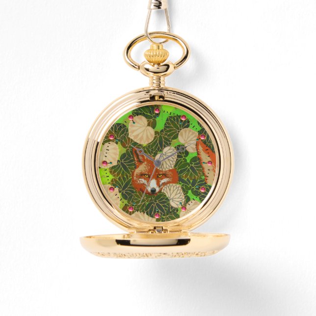 RED FOX AMONG THE GREEN LEAVES AND FOLIAGE WATCH (Front)