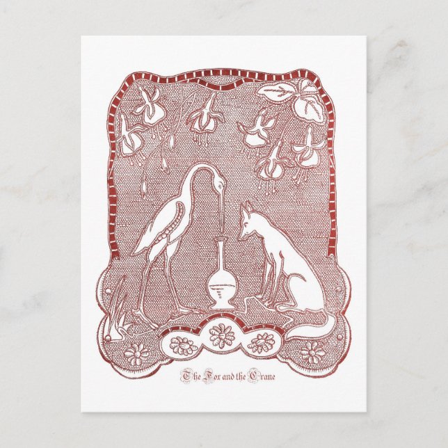 Red fox and crane postcard (Front)