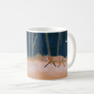 Red Fox and Crescent Moon Coffee Mug