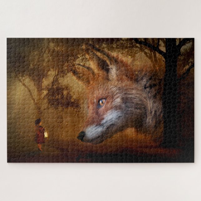 Red Fox and Girl Jigsaw Puzzle (Horizontal)
