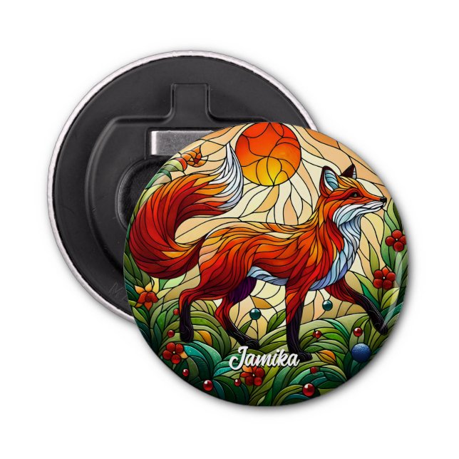  Red Fox and Sun Bottle Opener (Front)