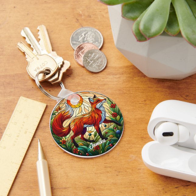  Red Fox and Sun Key Ring (Desk)