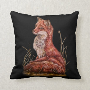 Red Fox Animal Art Drawing Cushion