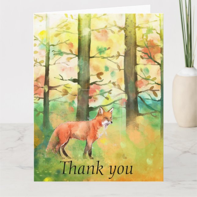 Red Fox Animal Autumn Fall Trees Thank You Thanks  (Front)