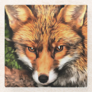 Red Fox Beautiful Wildlife Art Glass Coaster