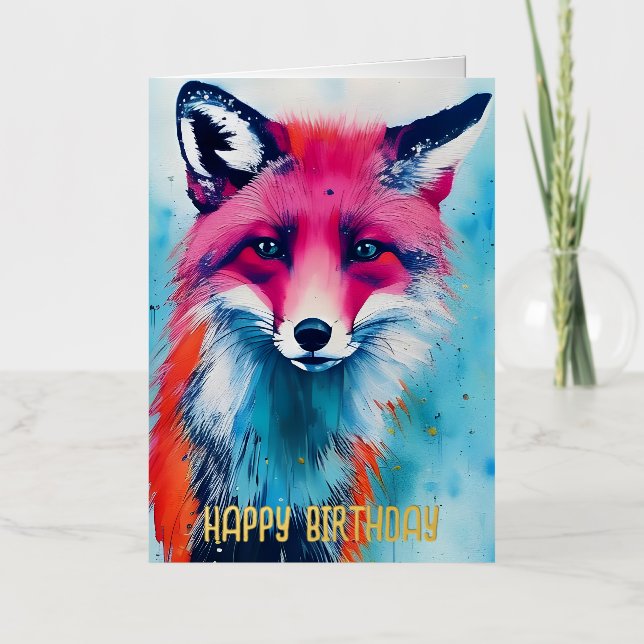 Red Fox Birthday Foil Greeting Card (Front)