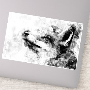 Red Fox Black and White Watercolor 01