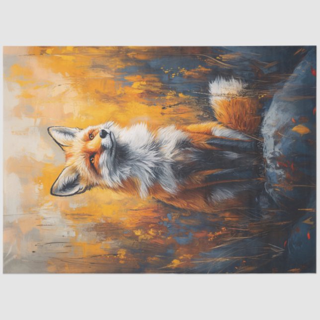 Red Fox Bold Digital Painting Decoupage Tissue Paper (Front)