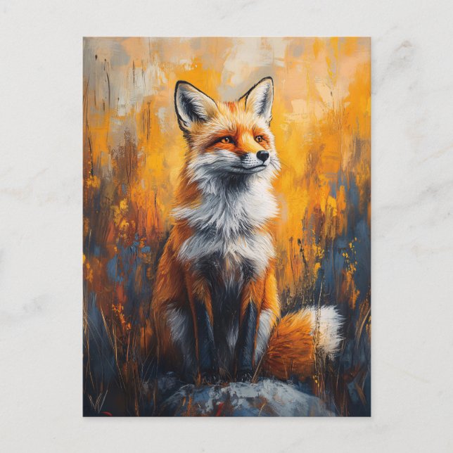 Red Fox Bold Digital Painting Postcard (Front)