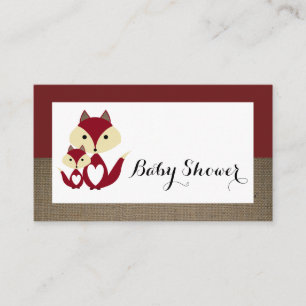 Red Fox Burlap Baby Shower Ticket Invitation