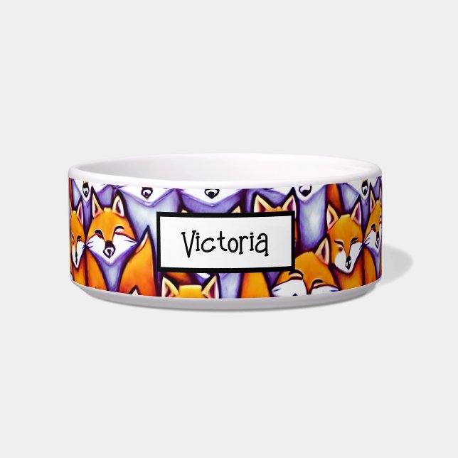 Red fox cartoon DIY name animals woodland forest Bowl (Front)