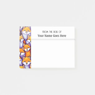 Red fox cartoon doodle collage from the desk of post-it notes