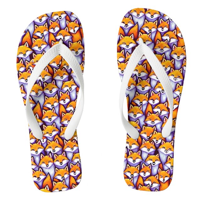 Red fox cartoon wildlife forest wildlife pattern thongs (Footbed)