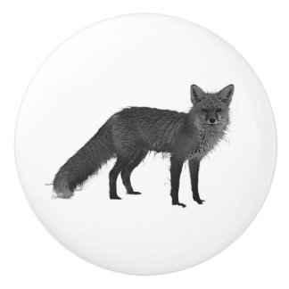 Red fox ceramic pull