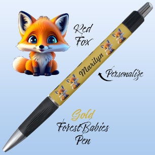 Red Fox, Colourful Gold Back to School Stationery