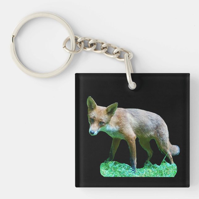 Red Fox Cub Coaster Key Ring (Front)
