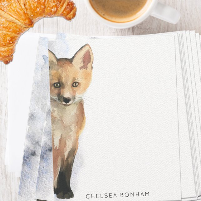 Red Fox Cub Watercolor Note Card (Creator Uploaded)