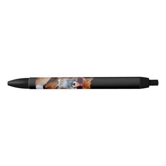 Red Fox Custom Black Trim Pen, Black Ink Pen (Front)
