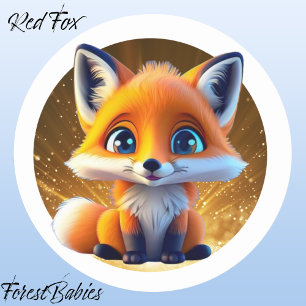 Red Fox 🦊 Cute Woodland Animal Cartoon Graphic Classic Round Sticker