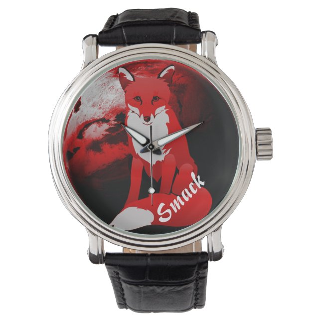 Red Fox Design Personalised Unisex Wrist Watch (Front)