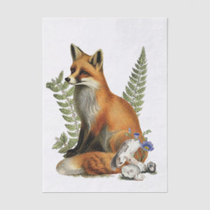 Red Fox Fern Mushroom Woodland Forest Decoupage Tissue Paper