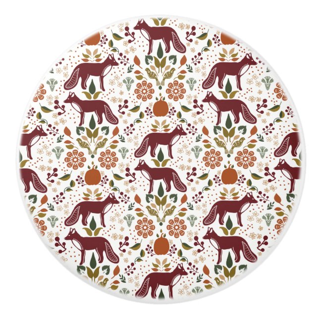 Red Fox Folk Art Knob Pulls Rustic Hardware (Front)