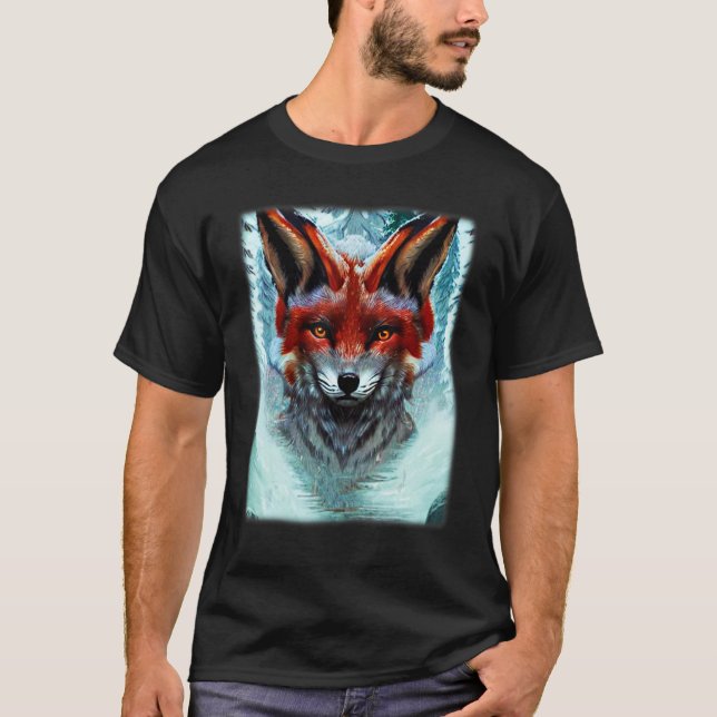 Red fox forest animal wild predator artwork design T-Shirt (Front)