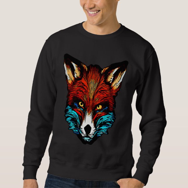 Red fox forest animal wild predator artwork sweatshirt (Front)