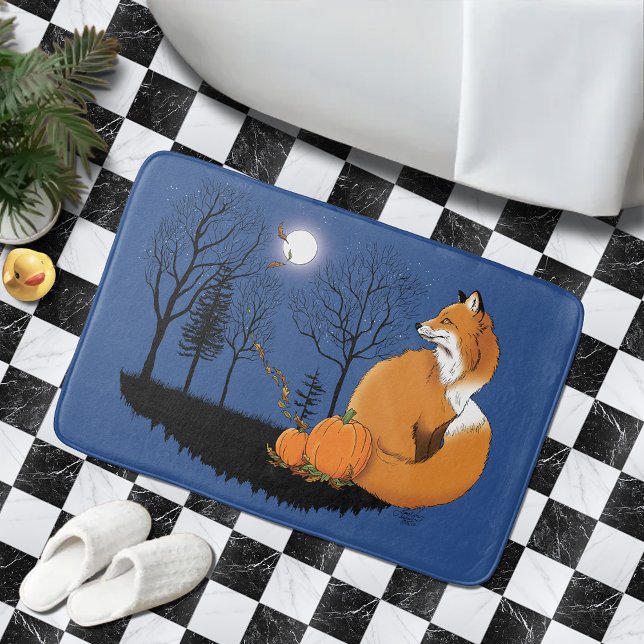 Red Fox Forest Pumpkins Bath Mat (Creator Uploaded)