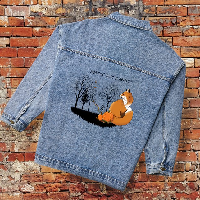 Red Fox Forest Pumpkins Denim Jacket (Creator Uploaded)