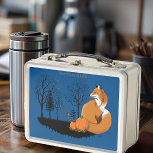 Red Fox Forest Pumpkins Metal Lunch Box