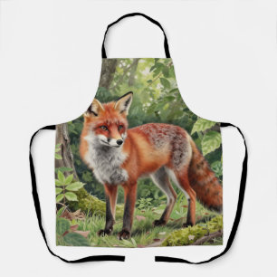 Red Fox Forest Wildlife Portrait Apron