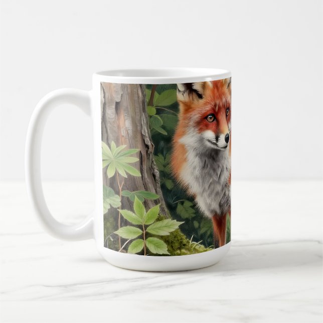 Red Fox Forest Wildlife Portrait Coffee Mug (Left)