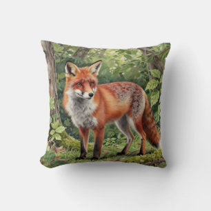 Red Fox Forest Wildlife Portrait Cushion