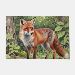 Red Fox Forest Wildlife Portrait Doormat