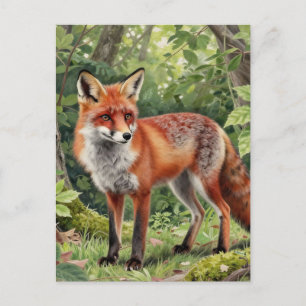 Red Fox Forest Wildlife Portrait Postcard