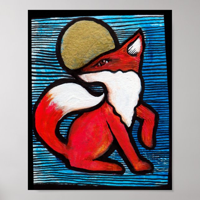 Red Fox Full Moon Loyal Foxes MoonChild            Poster (Front)