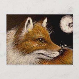 RED FOX - FULL MOON POSTCARD