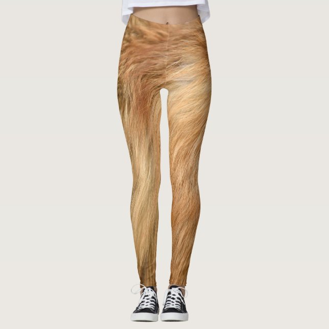 Red Fox Fur Pattern Tile Leggings (Front)