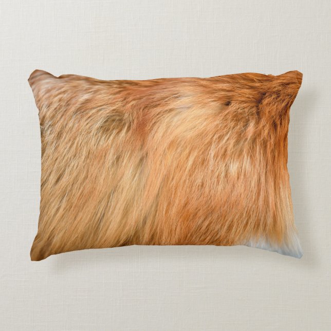 Red fox fur texture decorative cushion (Front)